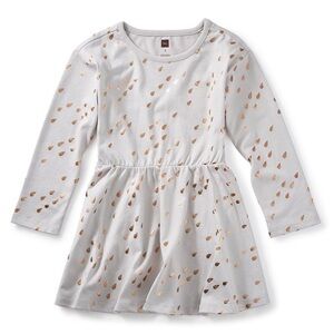 Tea Collection Gold Metallic Long Sleeve Dress size 5